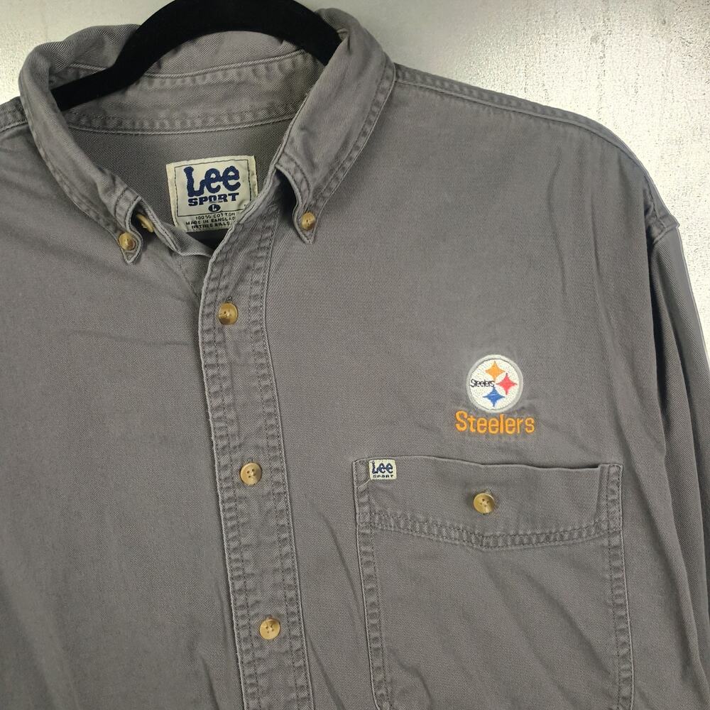 Pittsburgh Steelers Lee Sport Vintage Cotton Embroidered Button Down Shirt Large